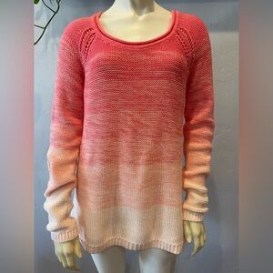 Women’s 100% cotton open cableknit Gradient Sweater tunic size Small